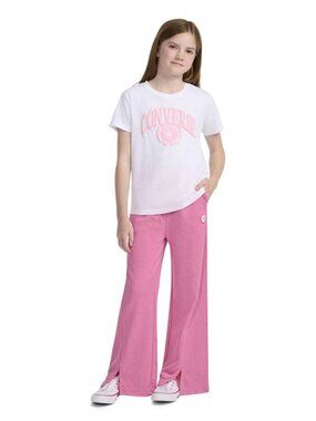 Converse‎ Girls French Terry Wide Leg Pants Pink XS 4MH414-AG9
